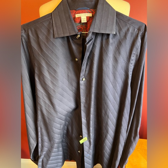 Banana republic men’s blue shirt with cuff sleeves in red SZ L neck sz 16 -16.5 - Picture 4 of 7